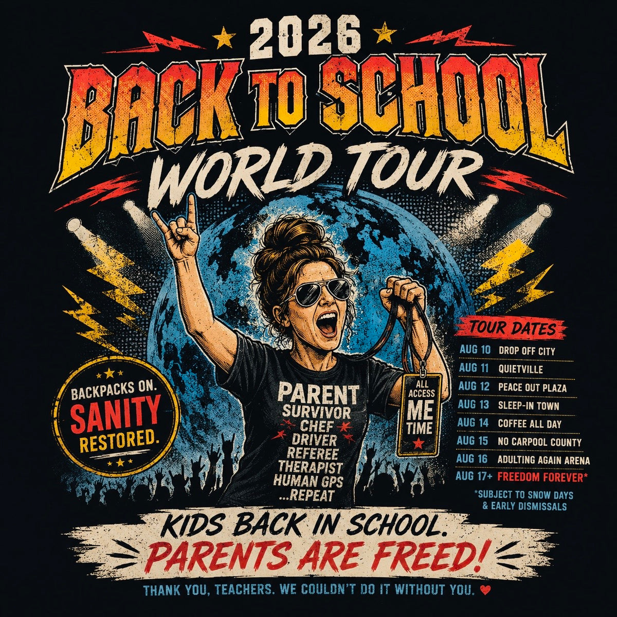 2026 Back to School World Tour graphic tee design